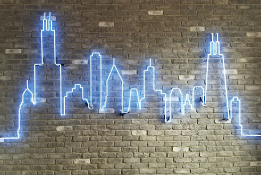 Neonarts chicago cityline neon wallart neon sign for branding