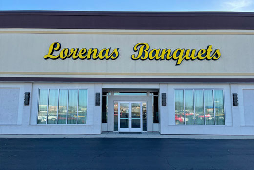 Neon sign in image featuring neonarts banquet hall entrance neon sign
