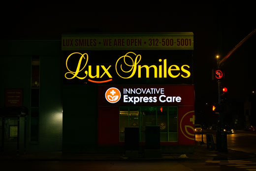 Neonarts healthcare lux smiles sign in neon signage