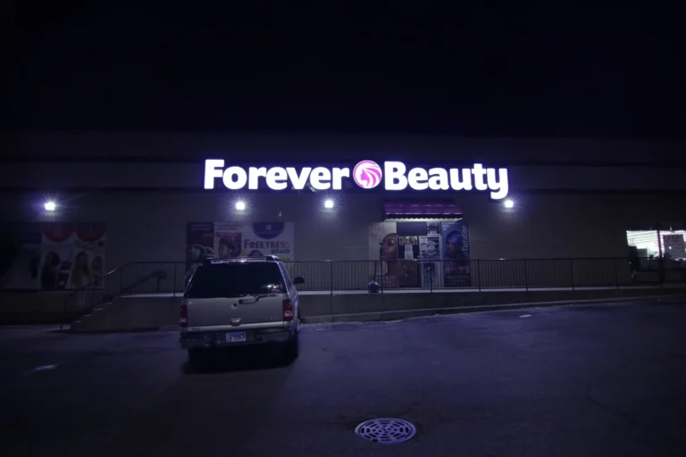 Forever Beauty Store Led Channel Sign in vibrant LED neon
