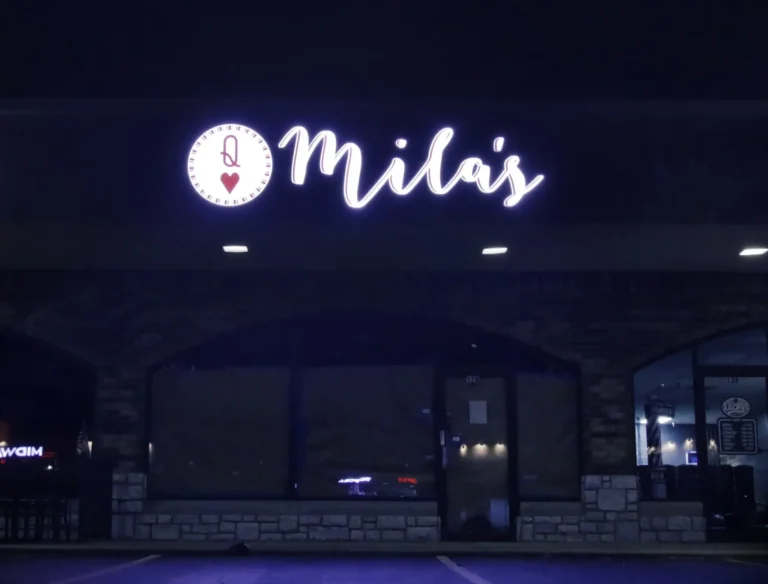 Milas Logo Signage in vibrant LED neon