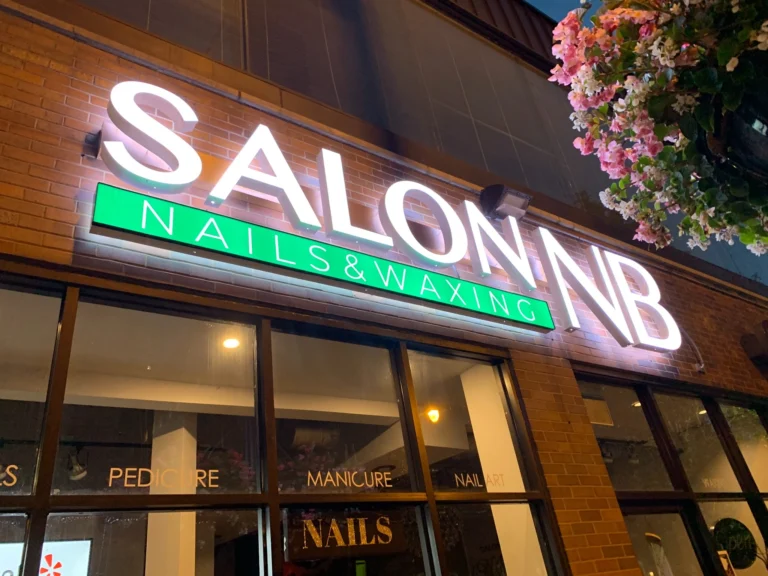 Neon sign featuring salon nb led letter sign