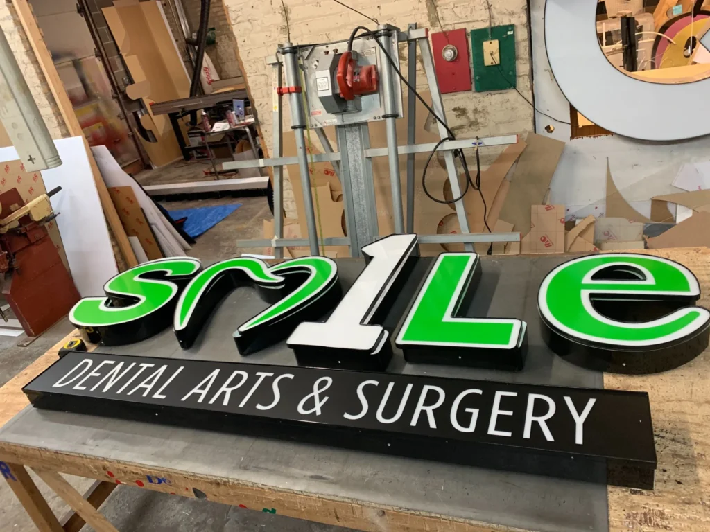 Neon sign featuring smile dental neon sign fabrication