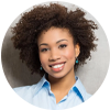 Smiling female customer giving testimonial for Neonarts