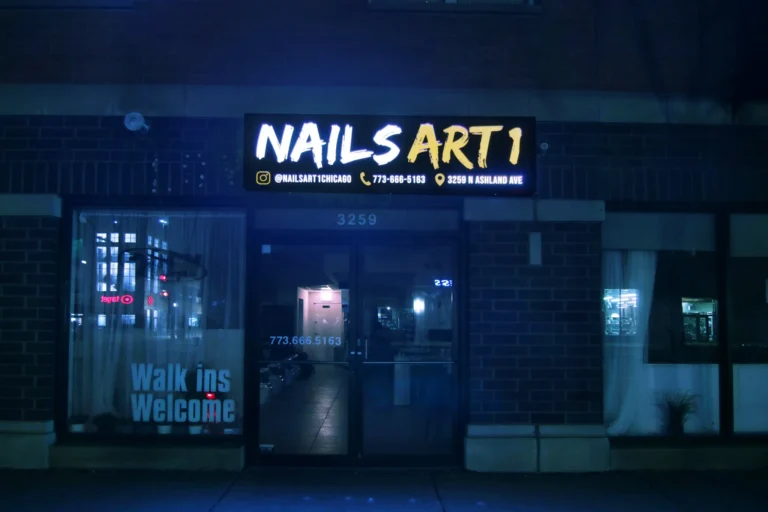 Neonarts Nailsart Salon Window Sign in vibrant LED neon