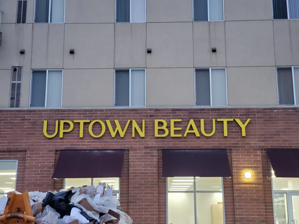 Neonarts Uptown Beauty Yellow Channel Letters in LED for modern neon sign decor